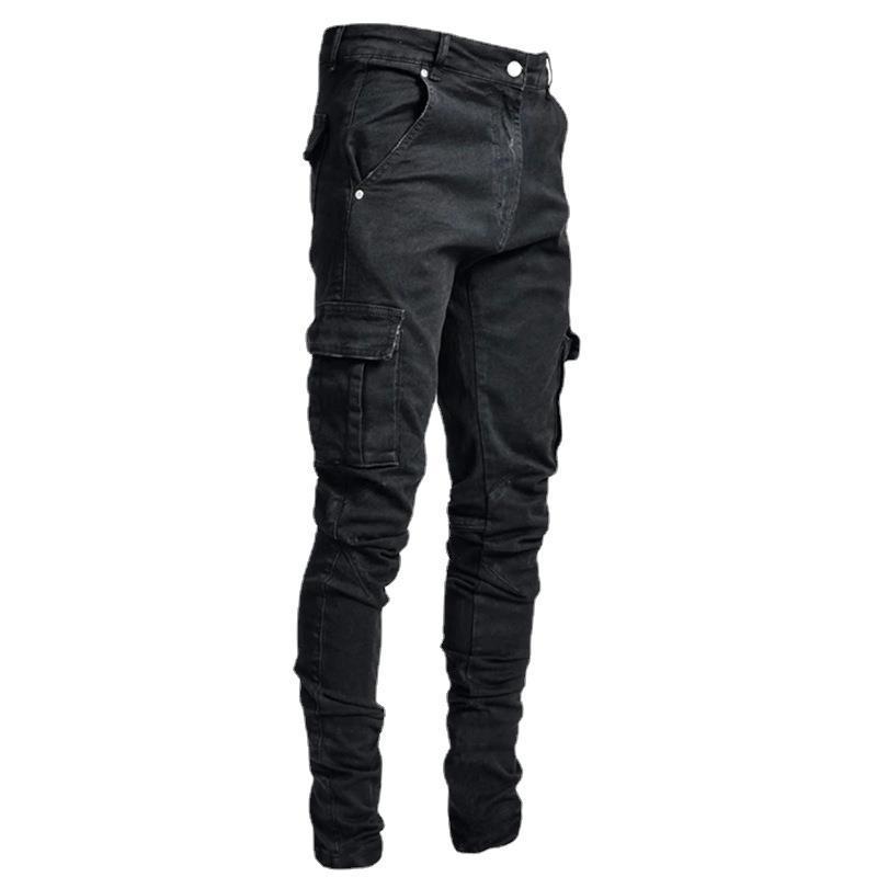Neue Jeans Herren Seitentasche Small Leg Skinny Jeans Herren M schwarz