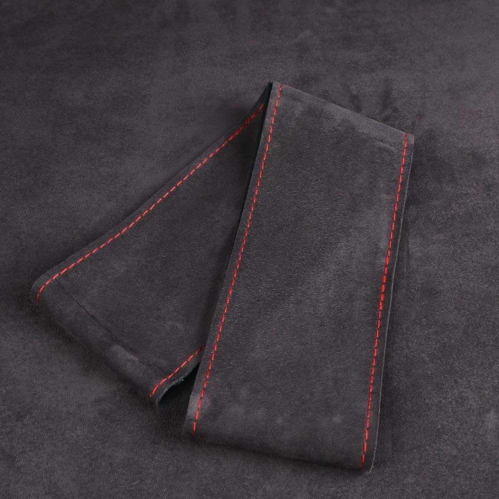 38cm Wildleder Auto Lenkradbezug DIY Handnähen Auto Lenkrad Naht Red line