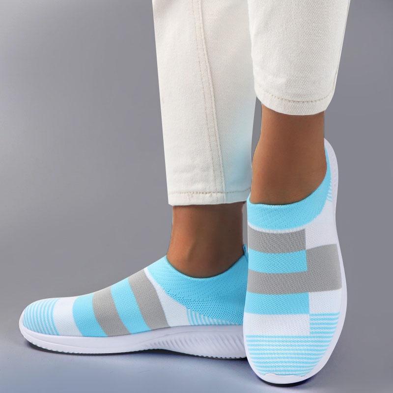 Frauen Turnschuhe Vulkanisierte Schuhe Socke Turnschuhe Frauen Sommer Slip Auf Flache Schuhe Frauen Müßiggänger Casual Socken Schuhe 37 blau