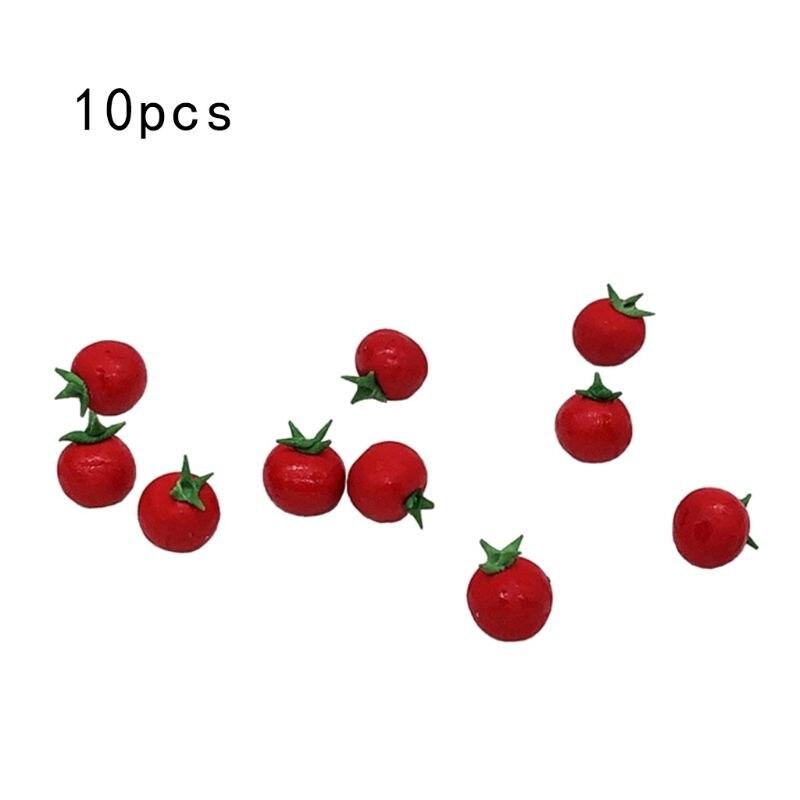 Niedliche Mini 10Stk. 1:12 skala Puppenhaus Harz Künstliche Gefälschte Miniatur Obst Tomaten Küche Lebensmittel Modell Zubehör Spielzeug Geschenk