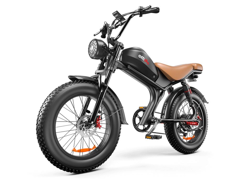 Elektrofahrrad EMOKO C93 1000W Motor Elektrofahrrad Erwachsene Höchstgeschwindigkeit 50 km/h 48V 20AH Maximale Reichweite 80 km Zuladung 150 kg Schwarz Rear Motor braun