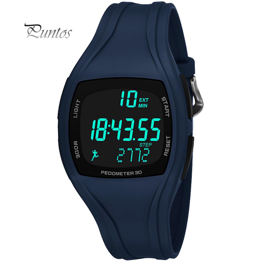 3D-Schrittzähler-Alarm-Chronograph, Multifunktions-Herren-Digital-Armbanduhr, wertvolle Uhr, wasserdicht navy blau