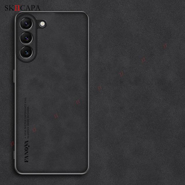 Schaffell Ledertasche für Samsung S23 Ultra 5G Weiche Silikon Bumper Handyhülle für Galaxy S21 FE S22 Plus S20 fe S23 Note 20 Ultra Slim Handyhülle For samsung S21FE schwarz