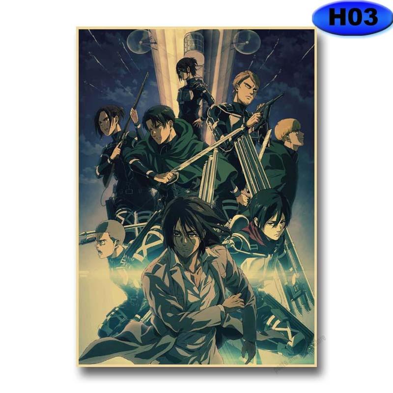 Attack on Titan Staffel 4 Poster Retro Kraftpapier Poster Drucke Anime Dekor Zuhause Wohnzimmer Bar Kunst Malerei Wandaufkleber 30x21cm