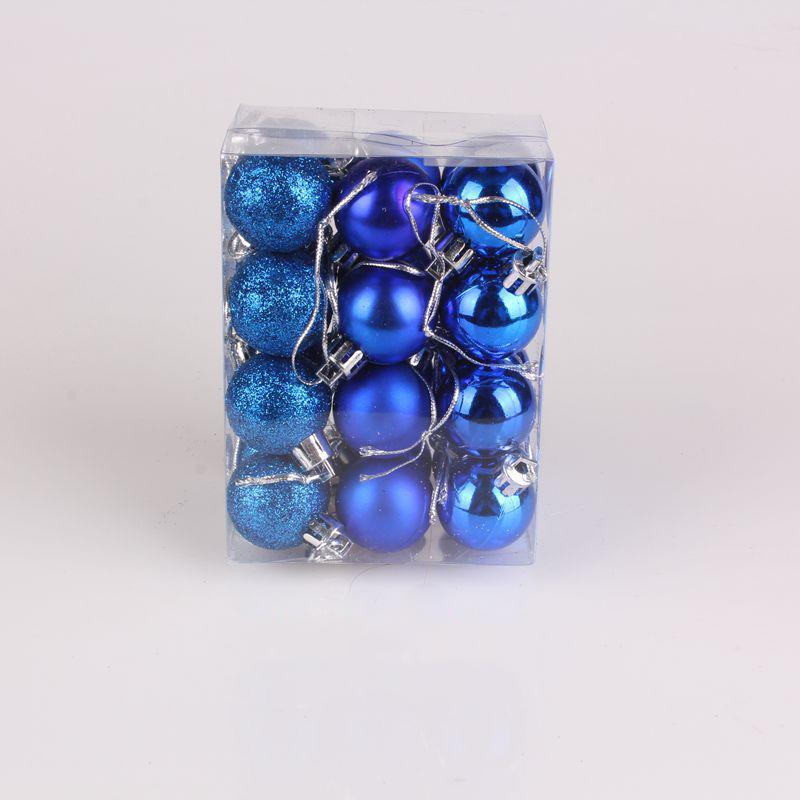 24 Stück Weihnachtskugel, Kunststoff, helle Kugel, farbige Weihnachtskugeln, Weihnachtsbaum-Dekorationskugel blau