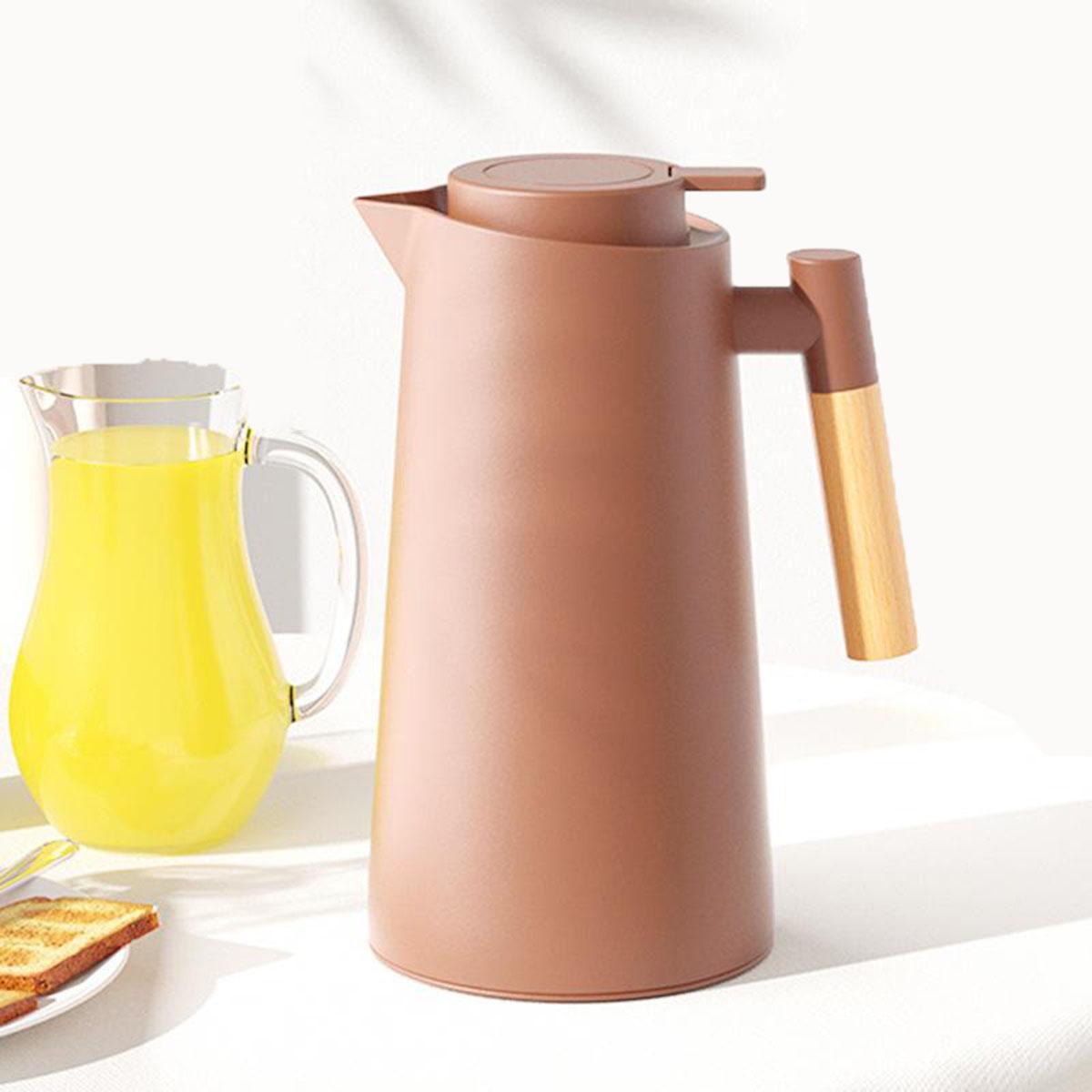Neue Nordic Haushalt Isolierung Topf Holzgriff Glas Wasserkocher Liner Kaffeekanne Große-Kapazität Geschenk Tasse Flasche Für Wasser kaffeebraun