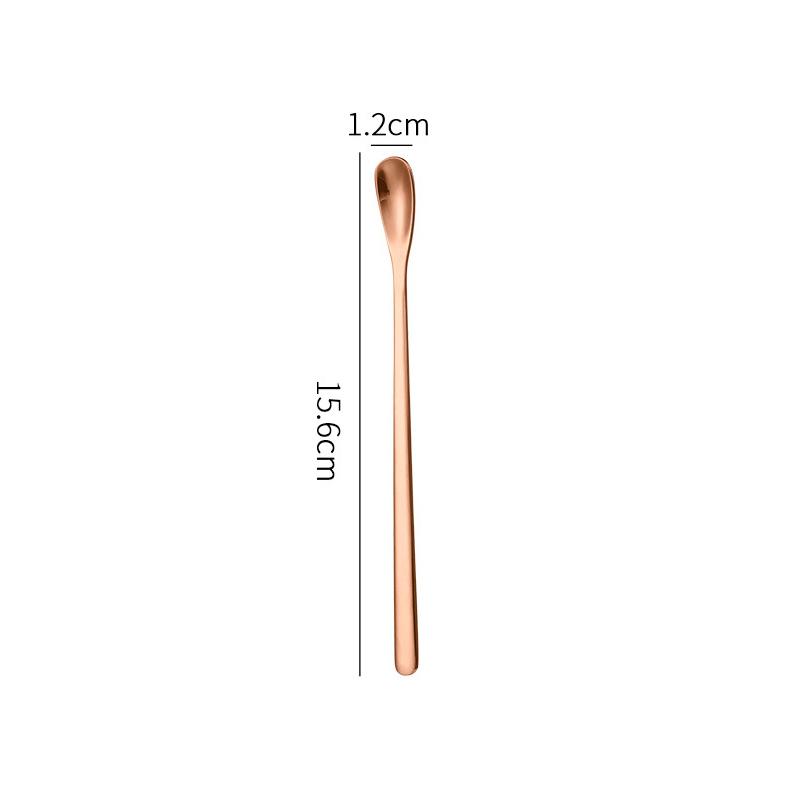 1 Stück Edelstahl Löffel mit langem Griff Rührlöffel Kaffee Teelöffel Dessertlöffel Rührstab Mini Löffel Küchenzubehör 2 rose gold
