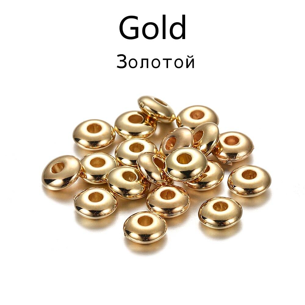 200-400 teile/los 5/6mm CCB Charm Spacer Perlen Rad Perle Flache Runde Lose Perlen für DIY schmuck Machen Liefert Zubehör 6mm x 200pcs gold