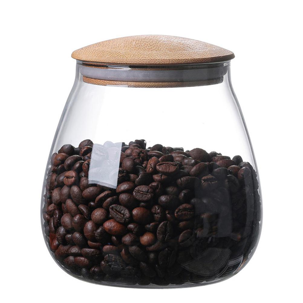 Glasvorratsdose mit Holzdeckel Glas Klar Küchenglas für Bohnen Reis Marmeladen Kekse Süßigkeiten L(for 6.5-9kg)