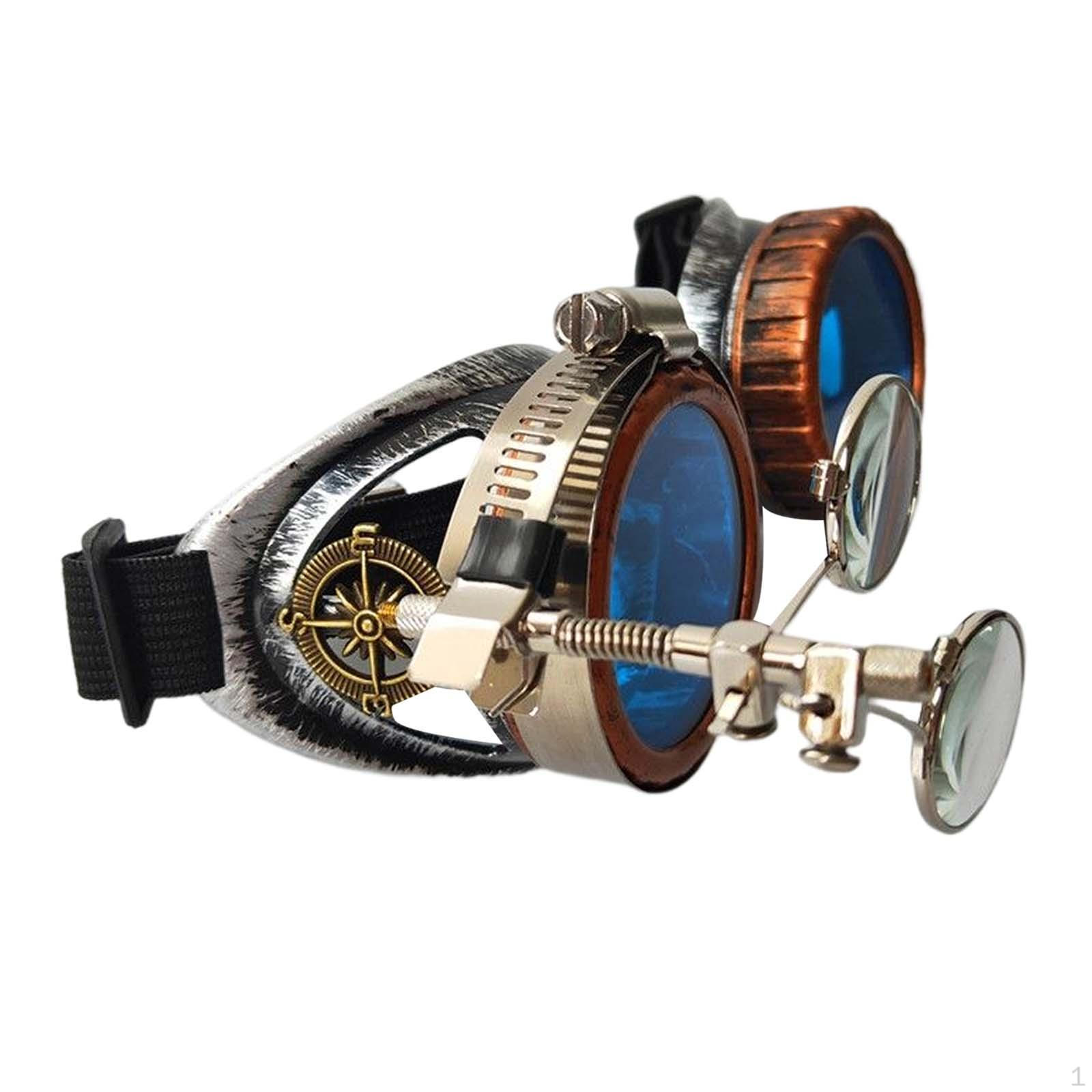 Ausgefallene Steampunk-Brille Foto-Requisite Farbige Punk-Brille Kostüm Gothic-Mode Unisex-Brille blau