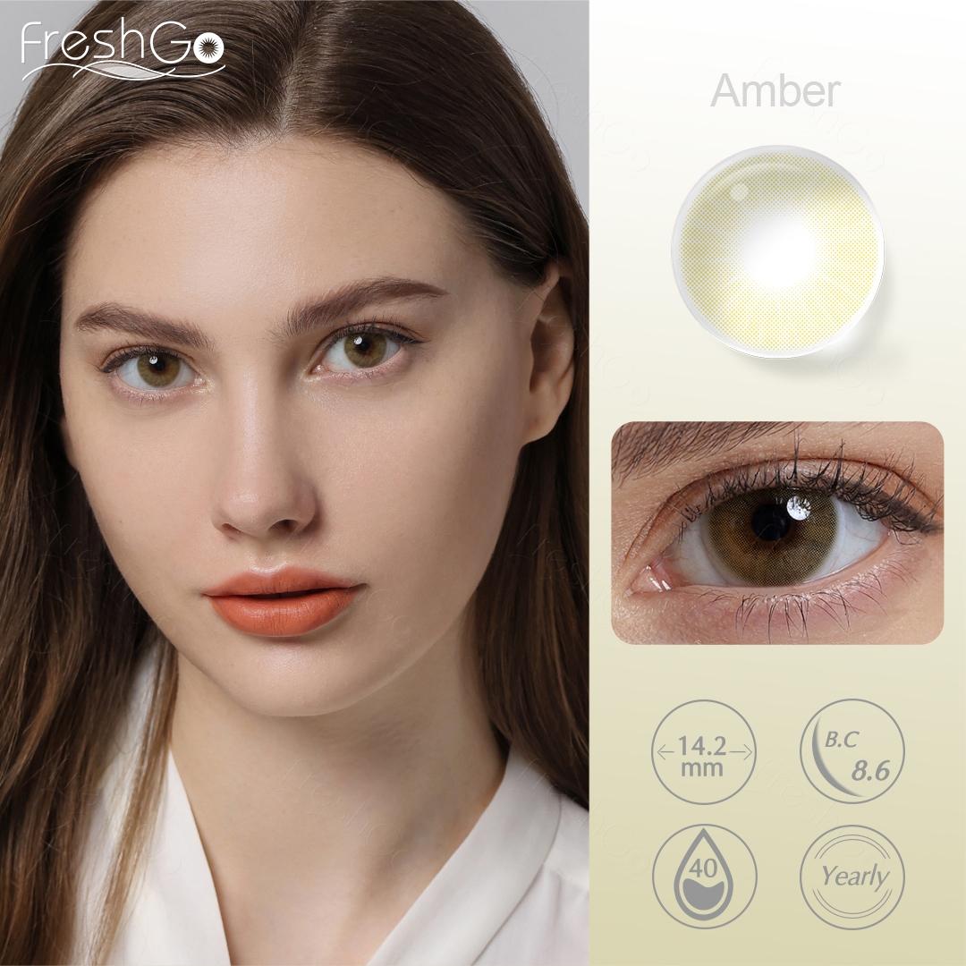 FreshGo Hidrocor Farbige Linsen Mit Dioptrien Rezept 1 Paar jährliche Farbige Kontaktlinsen Weiche Augen Make-Up Kontaktlinsen Mit Dioptrien 0