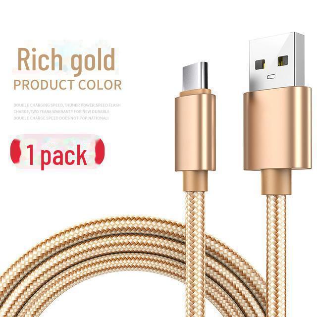 2 m Schnellladekabel Typ C für Huawei-, Vivo-, Xiaomi-, Honor-, OPPO- und Android-Telefone Golden Braided Fast Charging Cable