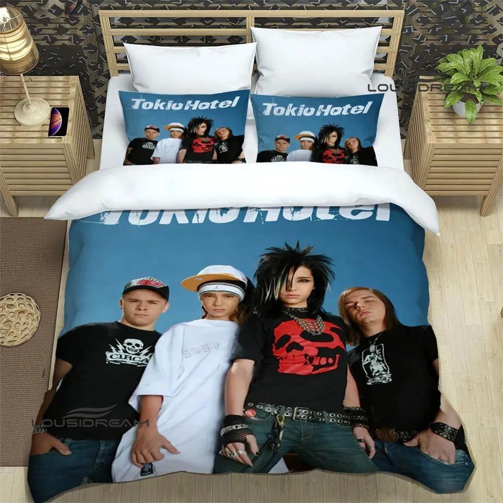 Bedruckte Bettwäsche-Sets mit Tokio Hotel-Band-Motiv, exquisites Bettzubehör-Set, Bettbezug, Bettdecken-Set, Bettwäsche-Set, luxuriöses Geburtstagsgeschenk 70x133cm 2pcs