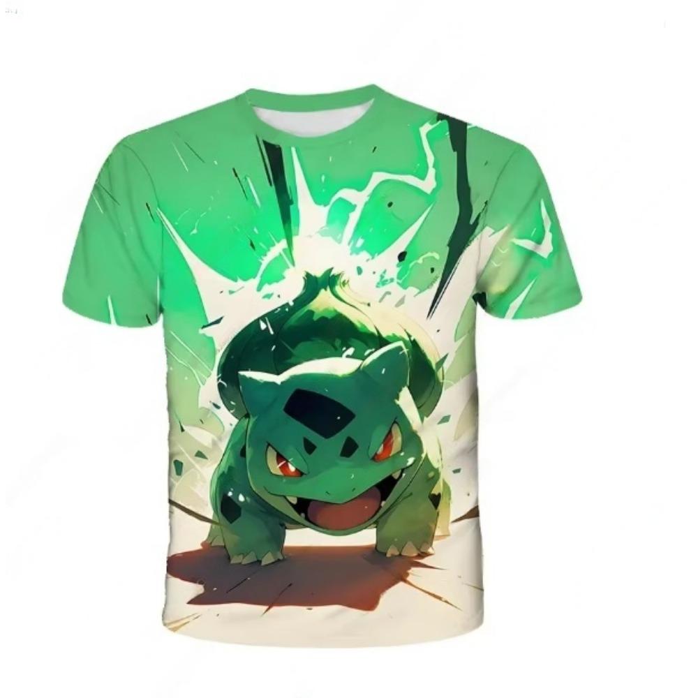 Sommer Pokemon T-Shirt Pikachu Kinder 3D Mode Freizeit T-Shirt Pokemon Jungen Mädchen Kinder Cosplay Kostüm T-Shirt Kurzarm 110