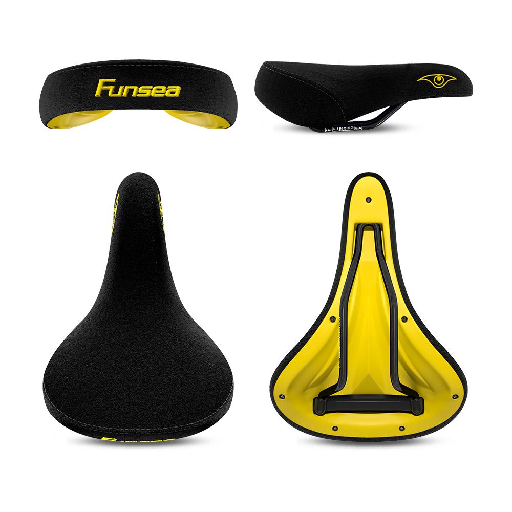 Funsea-Fahrradsättel, Wheelie-Stunt, Großer BMX Cruiser Fahrradsattel, Flanell, 8-mm-Schiene Stickerei Logo Sitzbezug, Adlerauge black
