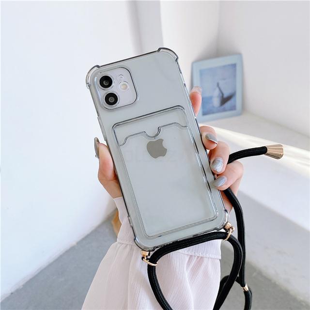 Crossbody Halskette Riemen Lanyard Kordel Silikon Handyhülle für IPhone 14 11 Pro Max 12 Mini 13 XR XS X 7 8 Plus Portemonnaie Kartenhalter Abdeckung for iphone 13Mini schwarz