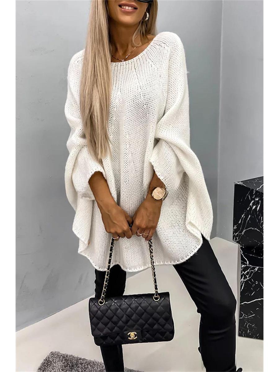 2023 Herbst Damen Cape Regenmantel Stil Strickschal Pullover L/XL off-weiße