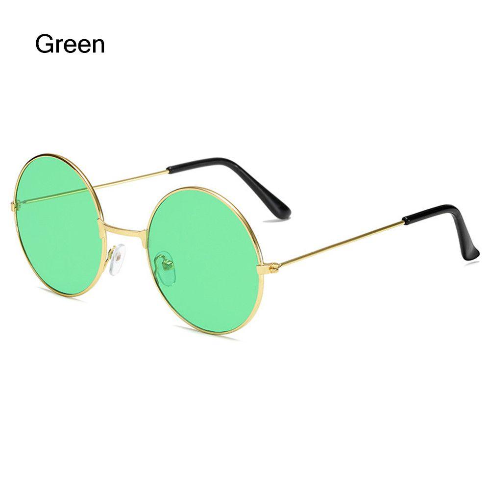 Retro Hippie Disco Damen Herren Runde Sonnenbrille Kreis Brille Metall Sonnenbrille Brillen grün