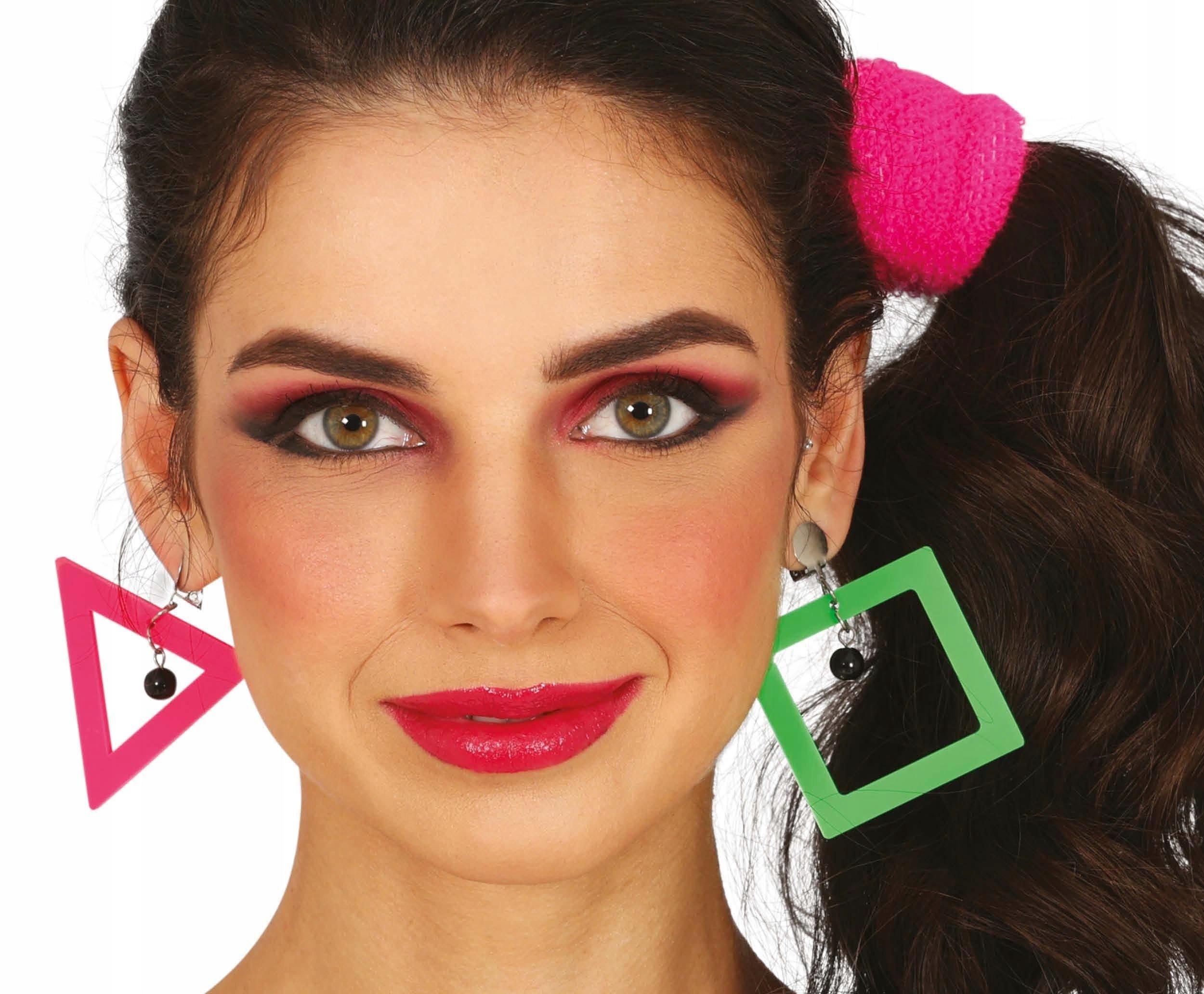 Clip-Ohrringe Disco Dreieck Quadrat Neon 80er Jahre Karneval Party Ball