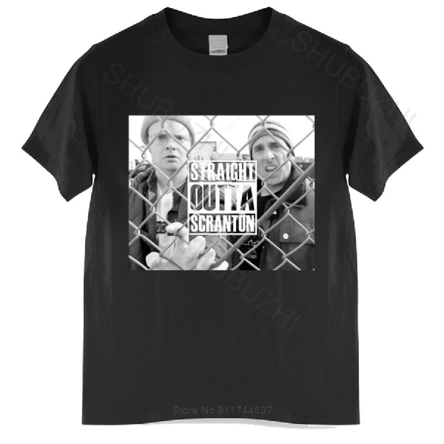 Herren Baumwoll T-Shirt Sommer Marken T-Shirt Scranton T-Shirt The Office Dunder Mifflin Dwight Fernsehserie Scranton Unisex T-Shirt M schwarz
