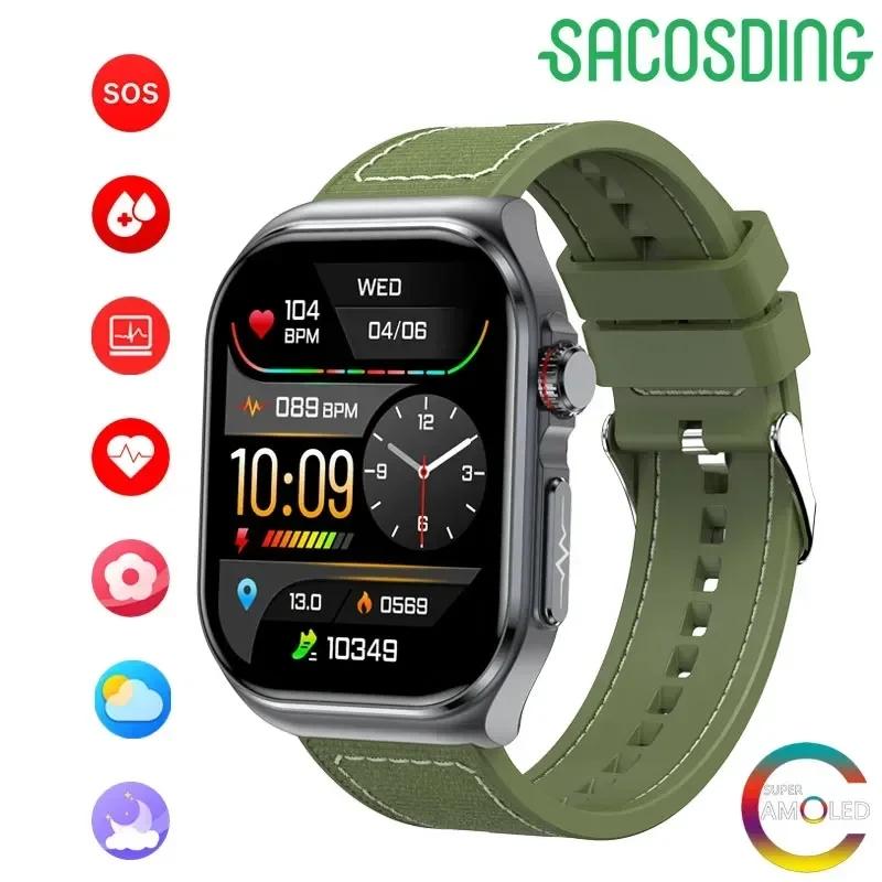 2024 Neue NFC-Smartwatch mit EKG- und HRV-Gesundheitsüberwachung für Männer und Frauen, 2,04-Zoll-AMOLED-Voll-Touchscreen, Bluetooth-Anruf, AI-Voice-Smartwatch