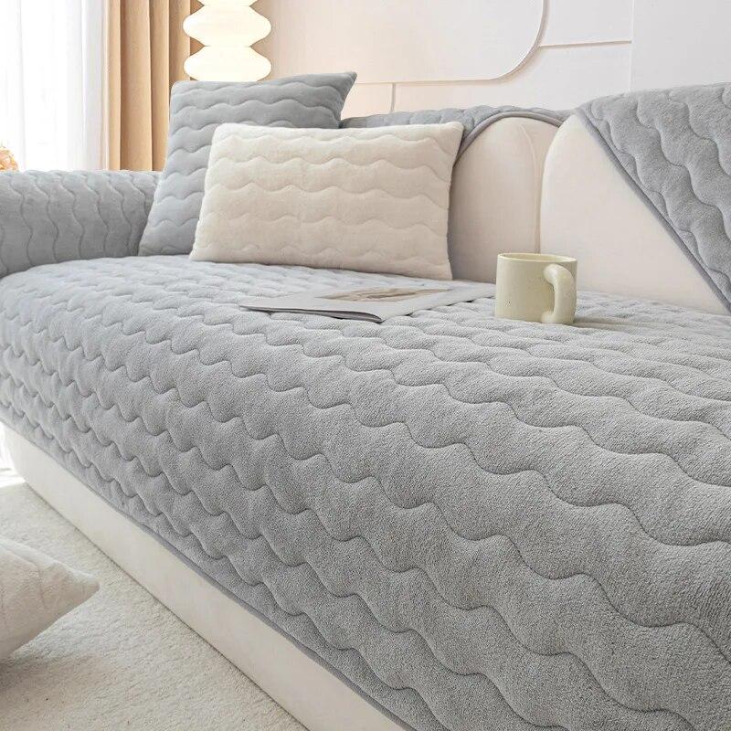 Dickes Plüsch-Sofakissen, warm, rutschfest, Handtuch, einfarbig, universeller Eckcouch-Schutz für Wohnzimmer-Dekor D 70x150cm 1pc