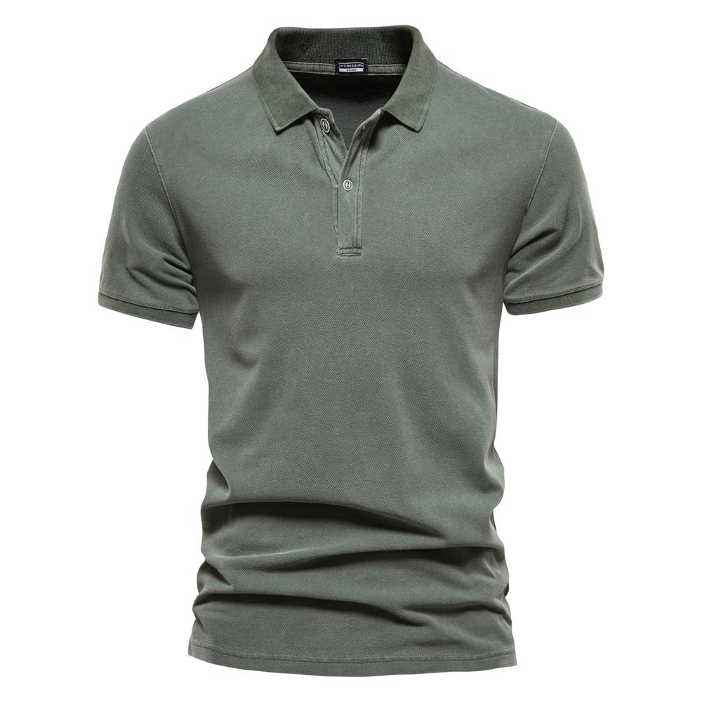 AIOPEON Baumwolle Einfarbig männer Polo Shirts Casual Kurzarm Turndown männer Shirts Mode Streetwear Polos für Männer männer Kleidung XXL 90-100 kg grün