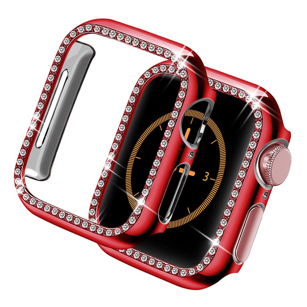 Bling Cover für Apple Watch Case 44 mm 40 mm IWatch 42 mm 38 mm Diamond Bumper Protector Apple Watch Series 6 5 4 3 2 SE Zubehör 44mm rot