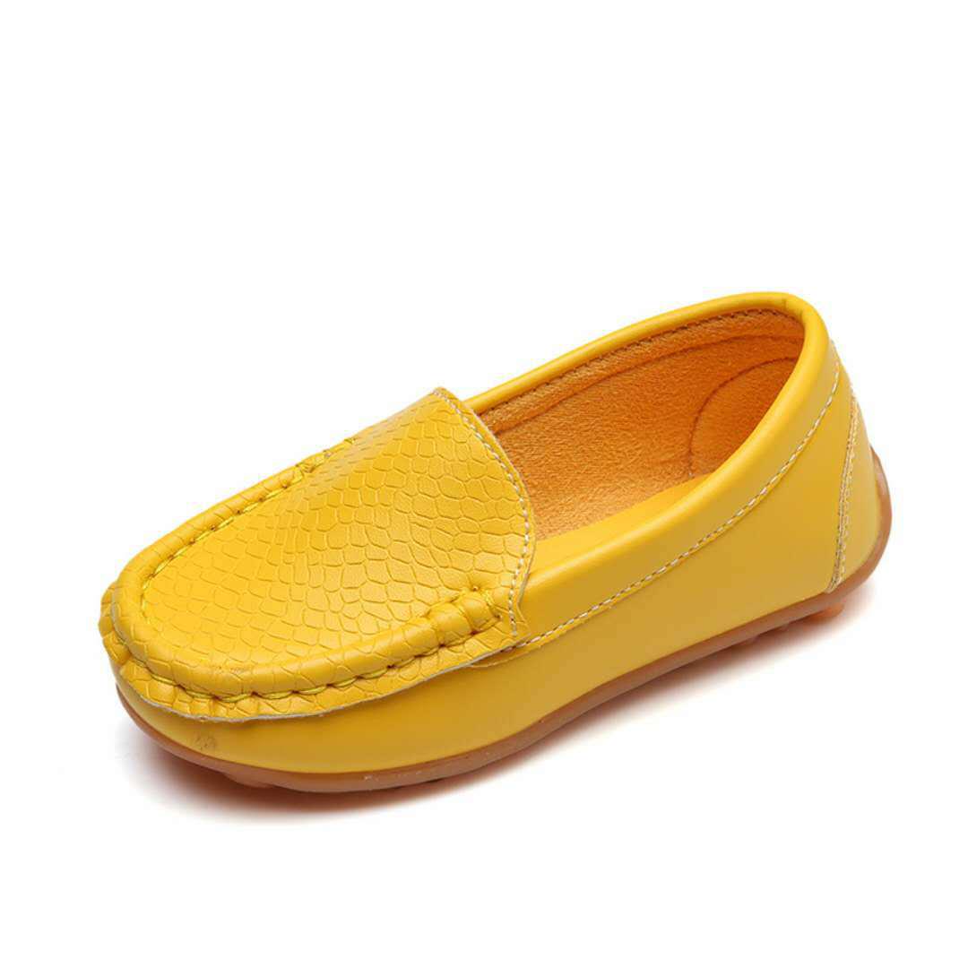 Kinderschuhe PU-Leder Casual Styles Jungen Mädchen Schuhe Weiche bequeme Slipper Slip-on-Kinderschuhe 25 gelb