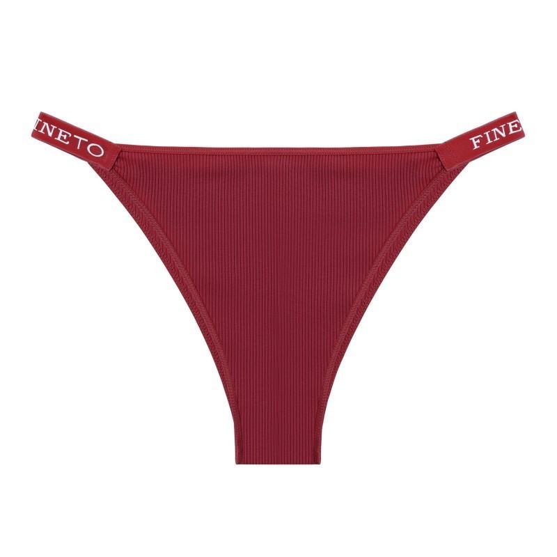 All of Me Damen-Höschen aus Baumwolle, sexy Höschen, Tanga, Unterwäsche, einfarbig, Dessous für Damen L wein rot