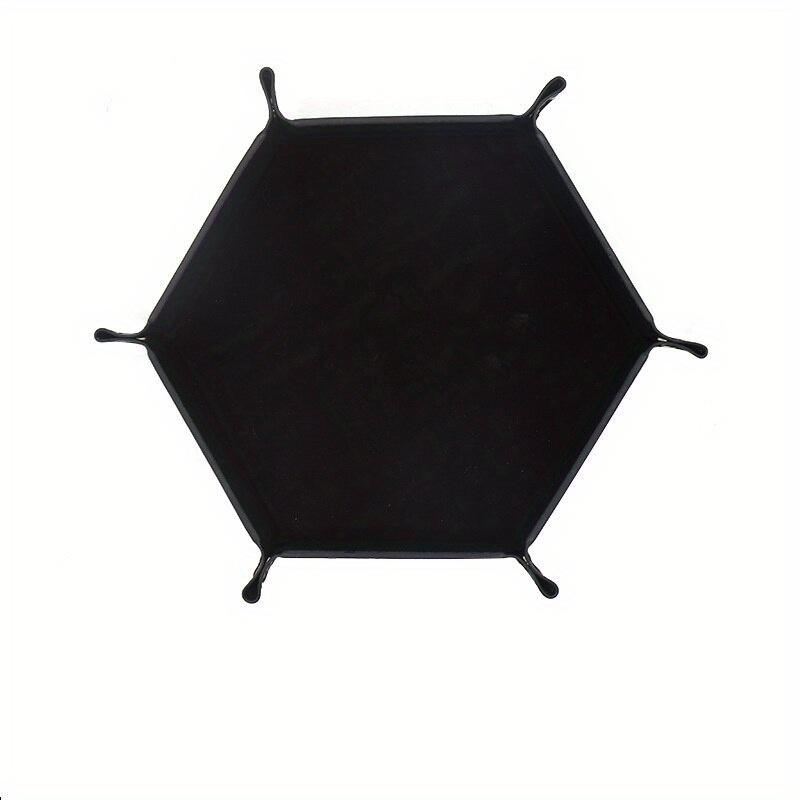 Sechseckiges Würfeltablett aus PU, Aufbewahrungsbox für verschiedene Dinge, Farbbox, Zubehör für Würfeltabletts für Brettspiele, Würfelturm aus Leder schwarz