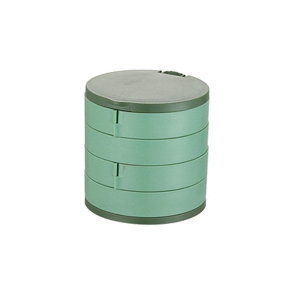4 Farben rotierende mehrschichtige Schmuckschatulle, Aufbewahrungsbox für Ohrringe, Armband, Ohrringe, Halskette, Schmuckständer, staubdichte Box grün