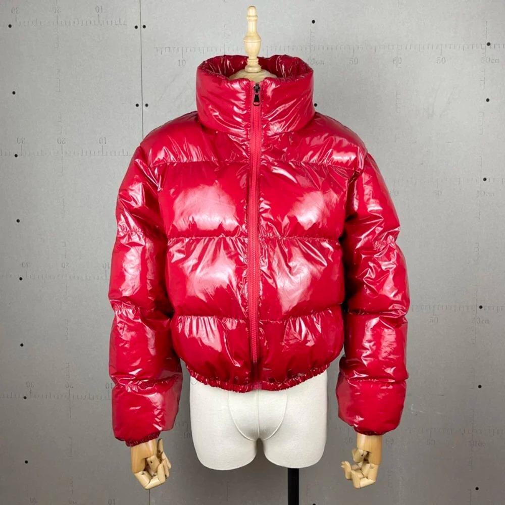 Winter Damen Reißverschluss Fliegen Parkas Jacken Streetwear Langarm Reißverschluss Lässig Daunen Wollmäntel Slim Lässige Jacken L wein rot
