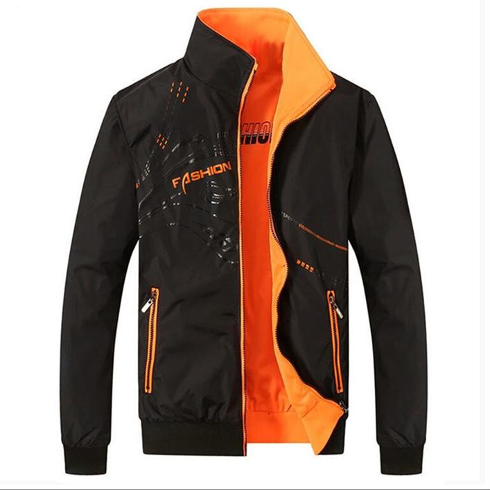 Stehkragen Doppelseitige Herrenjacke Frühling, Herbst, Winter, Casual Sports Dünne, Lockere Winddichte und Atmungsaktive Herrenjacke XXXXXL