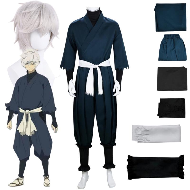 Anime Jigoku Raku Gabimaru Cospaly Asaemon Uniform Kimono Perücke Tops Handschuhe Legging Culottes Komplettes Set Halloween Karneval Kostüme L-(Costume+Wig)