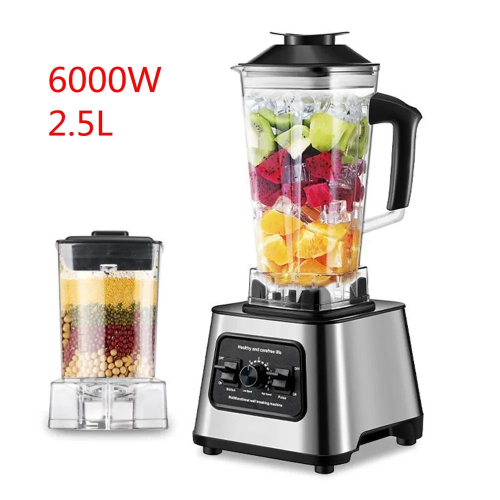 6000W Leistungsstarker Standmixer Mixer Entsafter Smoothie Maker Tischmixer 2,5L Behälter Küchenmaschine Mixer Mixer für Eis Nüsse Obst