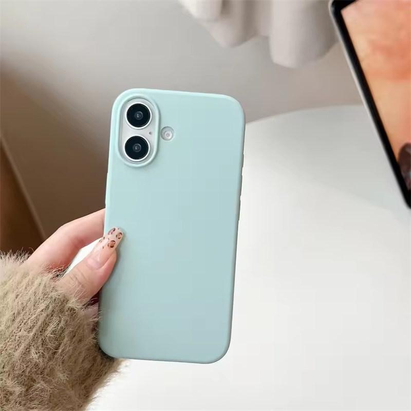 Luxus Flüssigsilikonhülle Für iPhone17 16 15 14 13 12 11Pro Max Plus XS XR Mini 7/8 SE 16E Handyhüllen Für iPhone Vollschutzhülle iPhone 12 Pro cyanblau