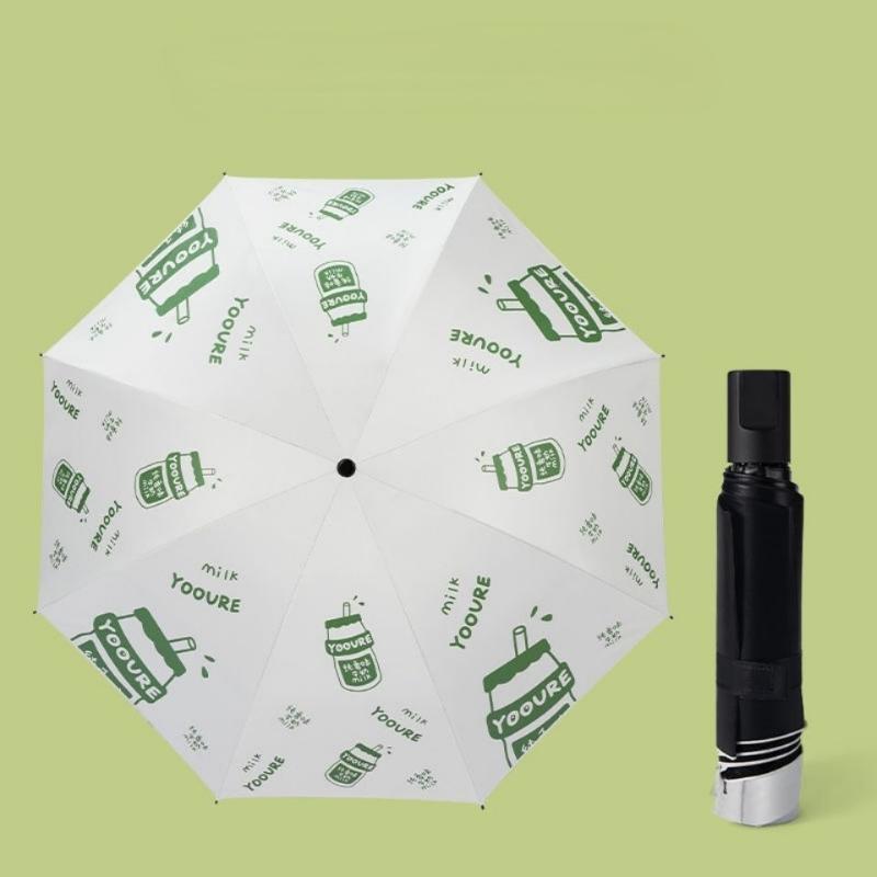 Regenschirm für Erwachsene mit einfachem Aufdruck, UV-Schutz, Sonnenschirm, zusammenklappbarer Sonnenschirm, Regenschirm mit doppeltem Verwendungszweck Pack of 1 grün