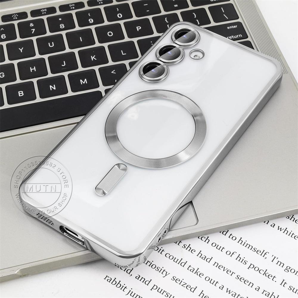 Überzug Klare Drahtlose Abdeckung Für Samsung Galaxy S25 S24 S23 S22 S21 S20 FE Ultra Plus Fall Note20 Ultra S24FE MagSafe Magnetische For Galaxy S25 Ultra