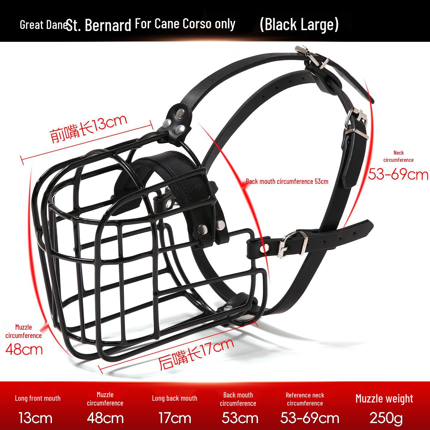 Maulkorb für große Hunderassen für Deutsche Doggen, Cane Corsos und Bernhardiner - Anti-Fress-/Beiß-Trainingskorbmaske Large Breed Special schwarz