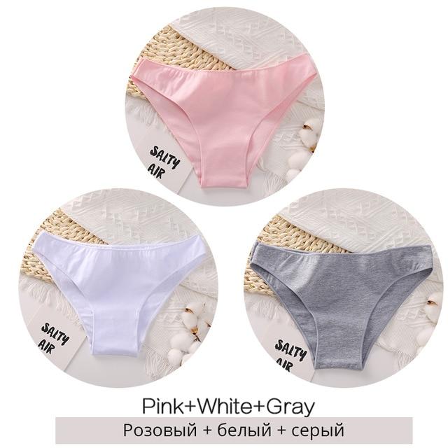 FINETOO M-2XL Frauen Baumwolle Unterwäsche 3 Teile/satz Bequeme Höschen Damen Plus Größe Unterhosen Einfarbig Slip Weibliche Dessous M white