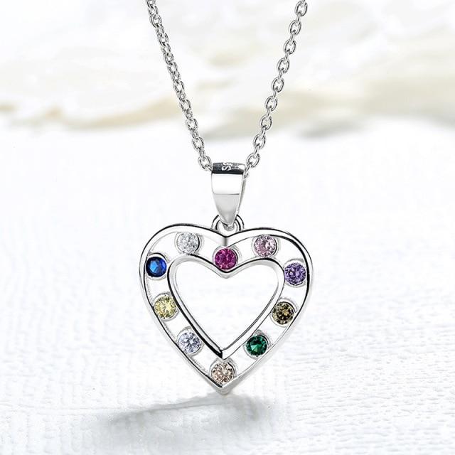 Modische Sterling Silber S925 Herzförmige Damen Anhänger Halskette Kristall Sterling Silber Farbe Diamant Halskette silber