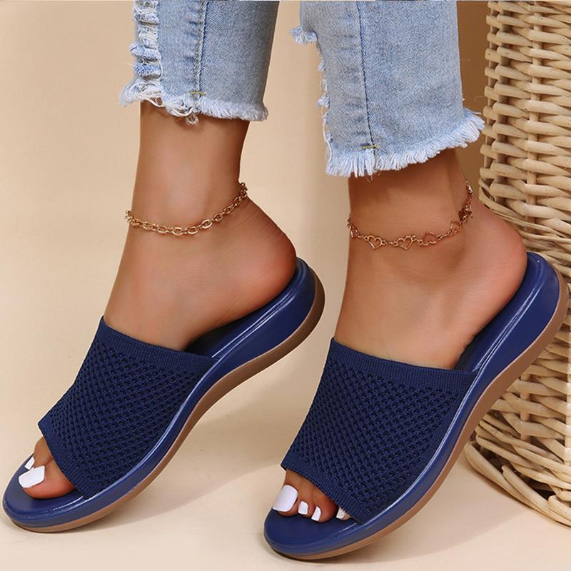Sandalen Damen Elastic Force Sommerschuhe Damen Flache Sandalen Casual Indoor Outdoor Slipper Sommersandalen für Strand 35 blau
