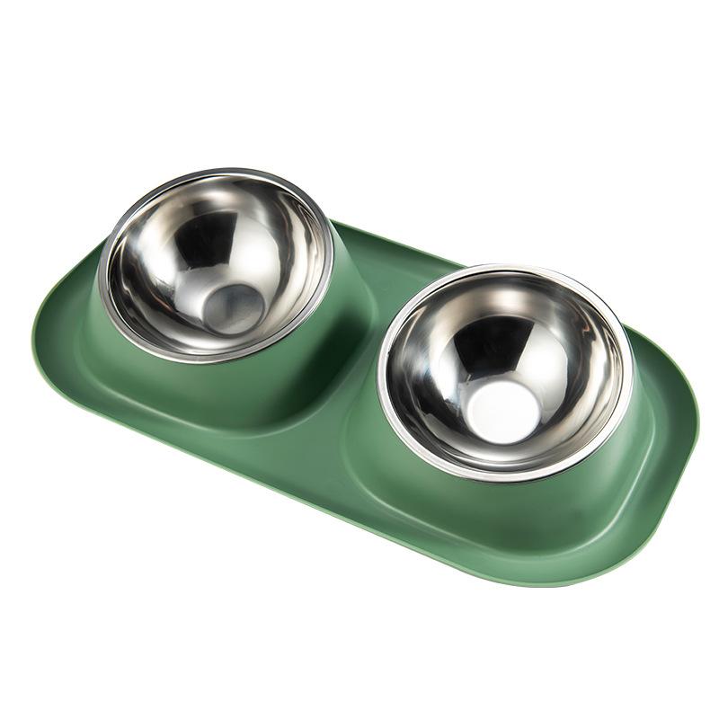 Edelstahl Haustiernapf Anti-Überlauf Doppelnapf für Hunde Katzen Rutschfeste Basis Erhöhtes Design Langlebig Leicht zu reinigen Futter Wassernapf 40x23x8 gray