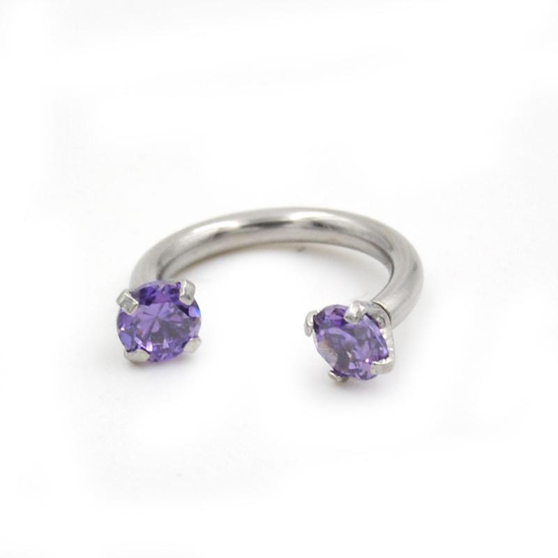 1 Stück Mode Punk Ohrringe Frauen Strass Piercing Septo Nase Lippe Ohr Septum Knorpel Captive Hoop Ring Schmuck Nasenring Lippenring licht lila