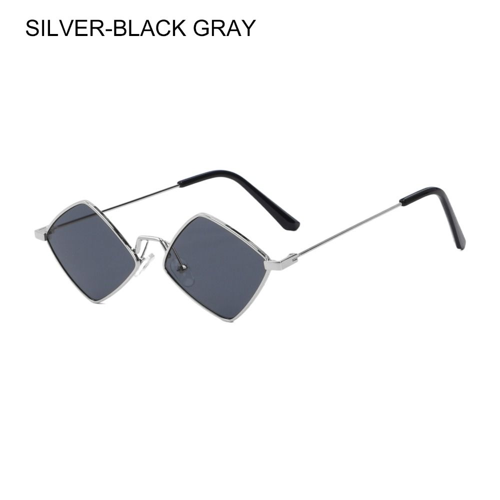 Modische Retro Sonnenbrille in Diamantenform für Damen und Herren, trendige Metall-Rhomboid-Rahmen Sonnenbrille, UV-Schutz Gläser, Farbverlauf