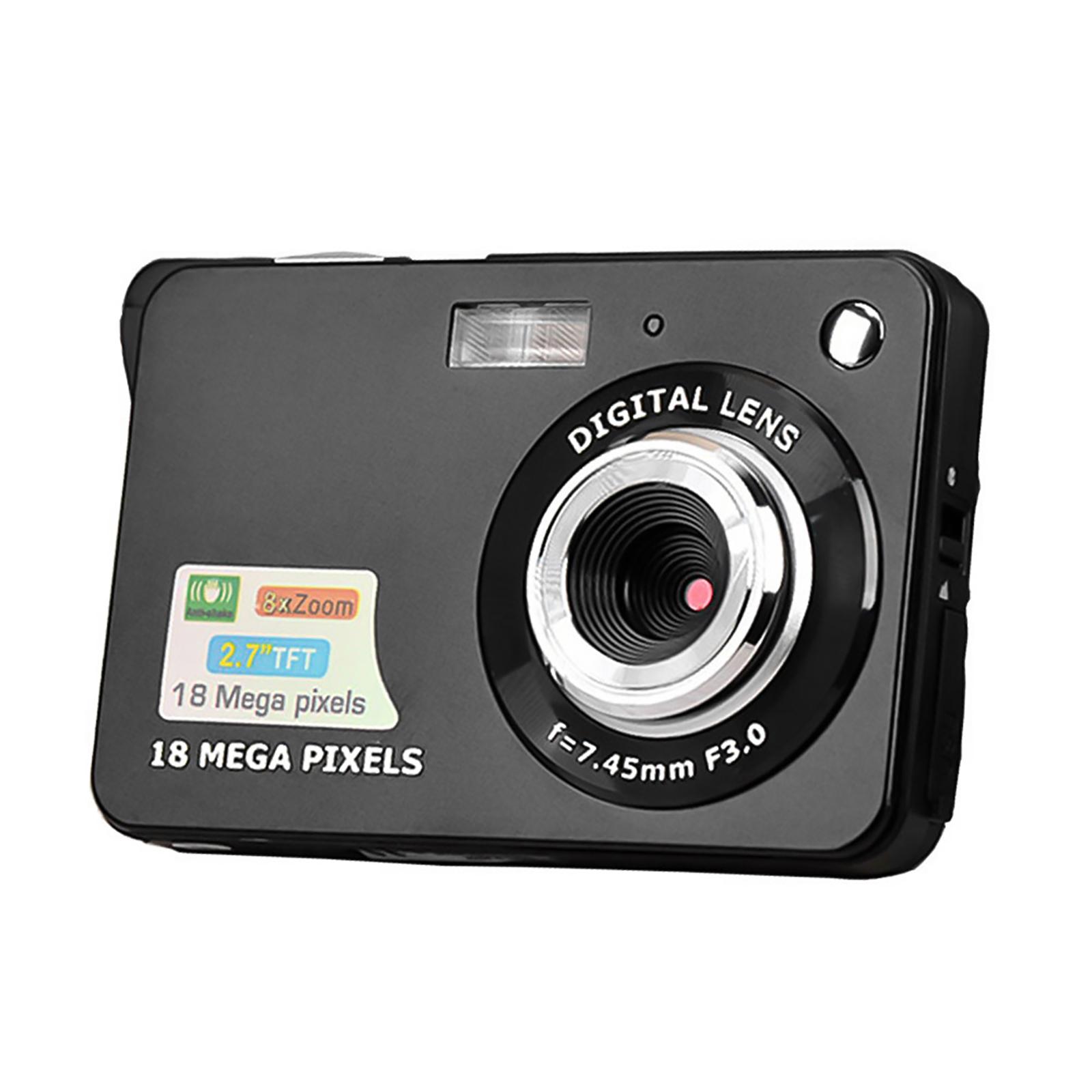 Digitalkamera Mini-Taschenkamera 18 MP 2,7-Zoll-LCD-Bildschirm 8-fach Zoom Smile Capture Anti-Shake mit schwarz