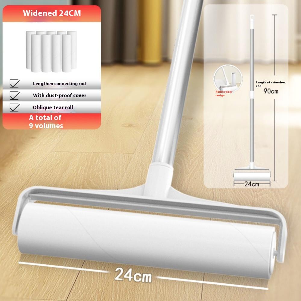 Haar Aufkleber Roller Lange Stange Große Erweiterte Haushalt Roller Pinsel Boden Kleben Staub Roller Haar Absorber Kleben Haar Gott werkzeug 24 CM weiß