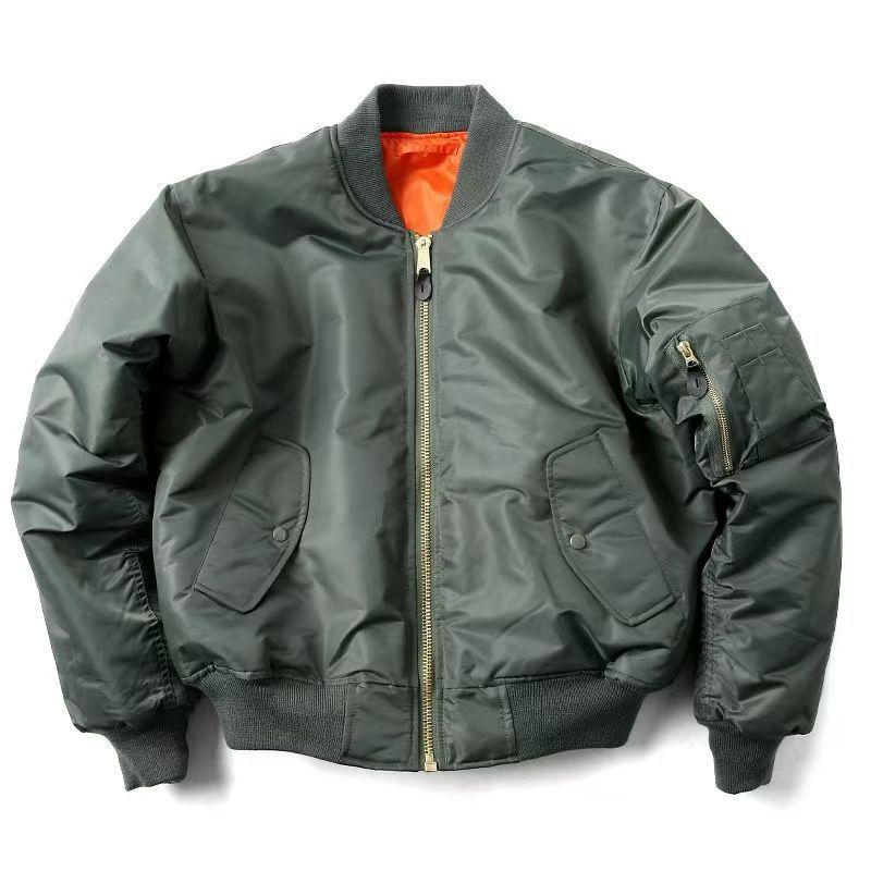 Ma1 Klassische Militär-Stil Baumwoll Fliegerjacke für Herren & Damen, Doppelseitige Baseball Uniform, Frühjahrs-/Herbstmantel M armee grüne