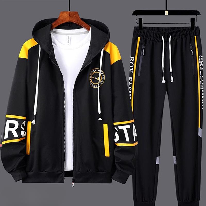 Herren-Trainingsanzüge, 2-teilige Trainingsanzüge, Herren-Strickjacke mit Reißverschluss, bedruckt, Sweatshirts, Jogginghosen, Sets, Sportbekleidung XXXL orange